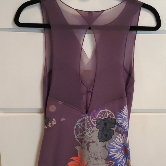 Intimately Free People Mini Purple Mesh Floral Bodycon Illusion Dress - Picture 16 of 16